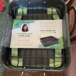 Rachael Ray Black Roasting Pan with Flip Rack